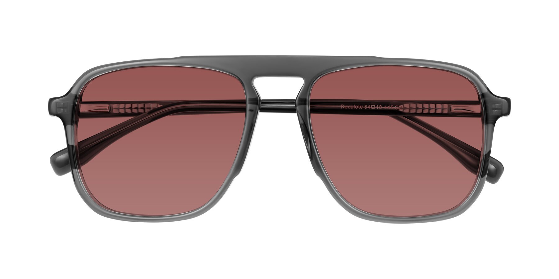 Folded Front of Recalote in Transparent Gray with Garnet Tinted Lenses
