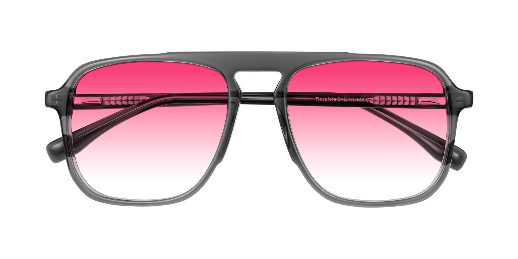 Folded Front of Recalote in Transparent Gray with Pink Gradient Lenses