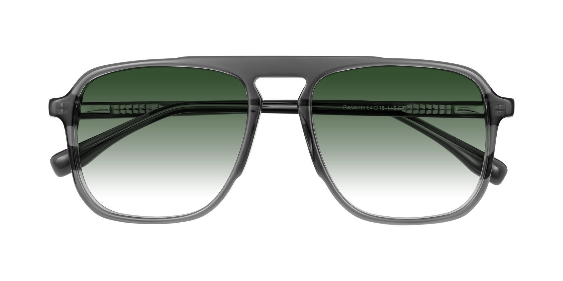Folded Front of Recalote in Transparent Gray with Green Gradient Lenses