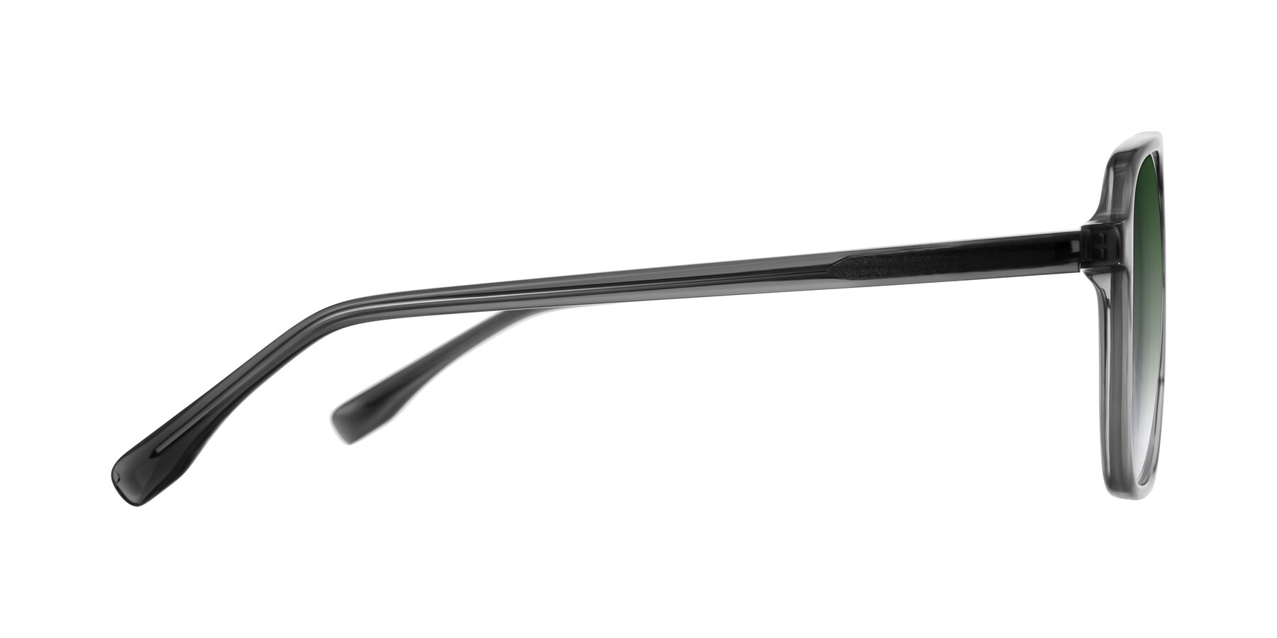 Side of Recalote in Transparent Gray with Green Gradient Lenses