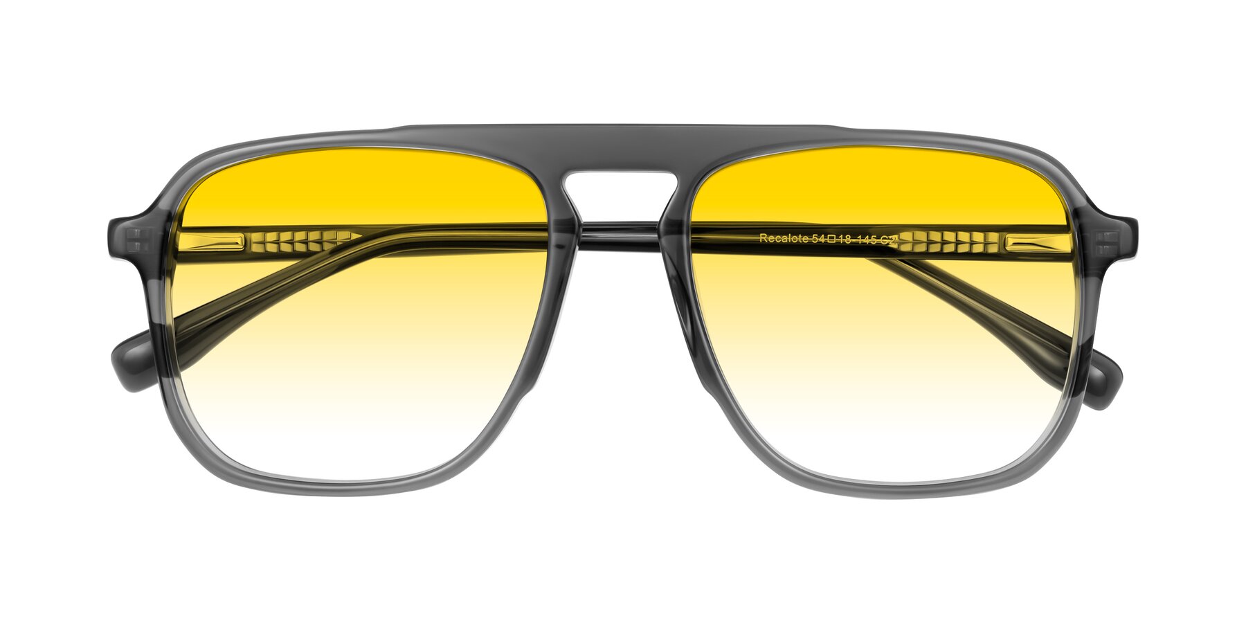 Folded Front of Recalote in Transparent Gray with Yellow Gradient Lenses
