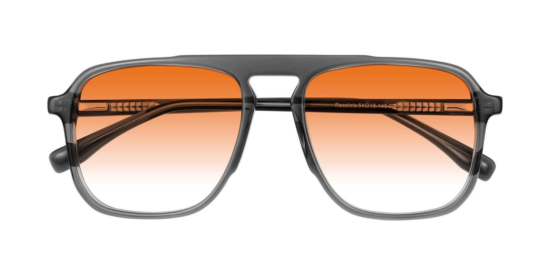 Folded Front of Recalote in Transparent Gray with Orange Gradient Lenses