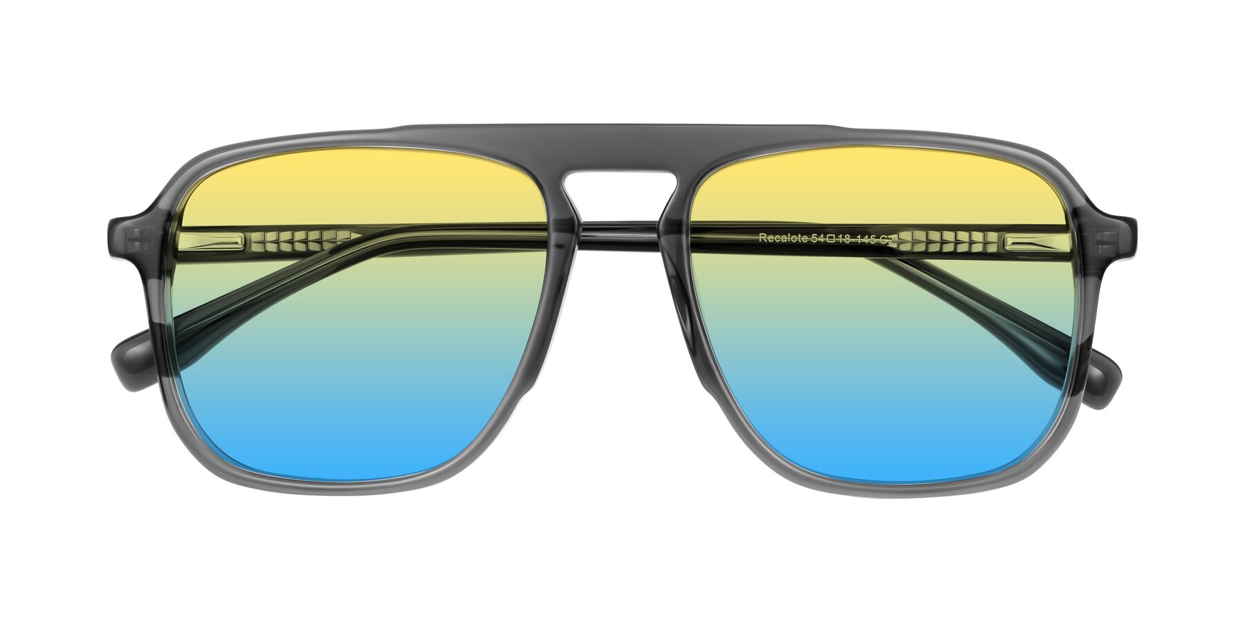 Folded Front of Recalote in Transparent Gray with Yellow / Blue Gradient Lenses