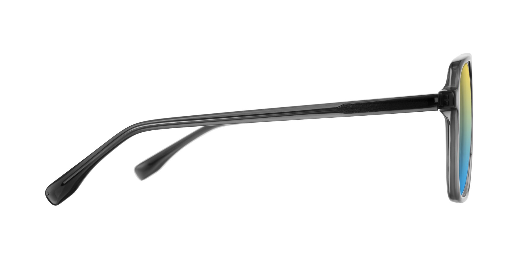Side of Recalote in Transparent Gray with Yellow / Blue Gradient Lenses
