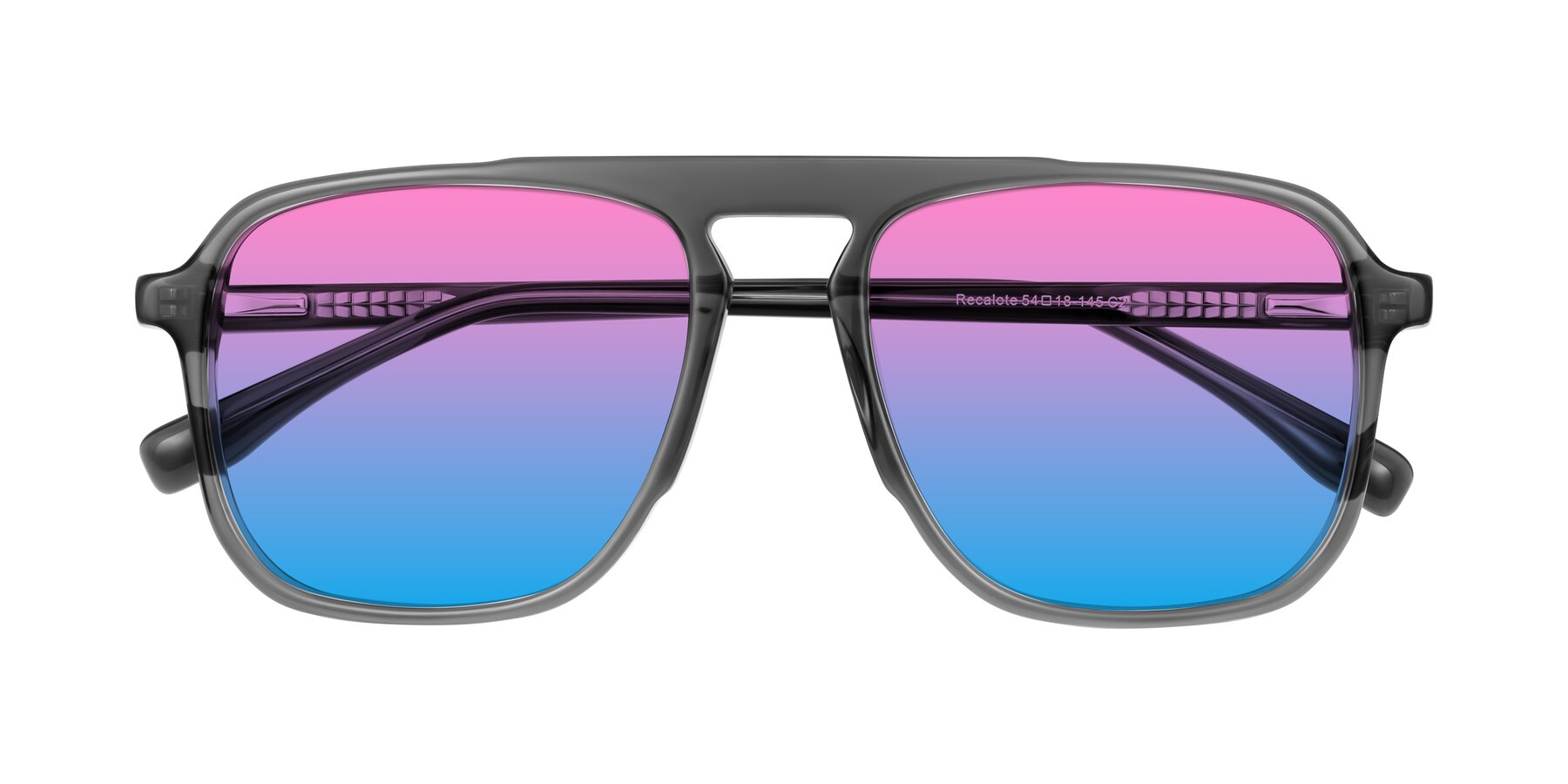 Folded Front of Recalote in Transparent Gray with Pink / Blue Gradient Lenses