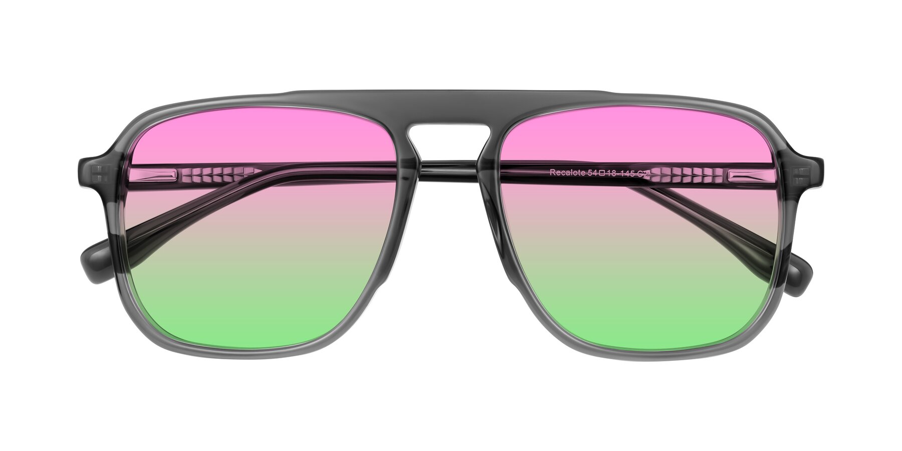Folded Front of Recalote in Transparent Gray with Pink / Green Gradient Lenses