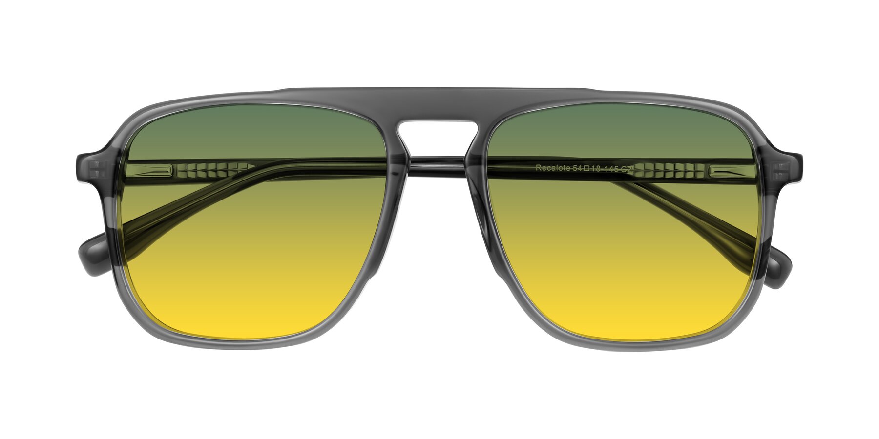 Folded Front of Recalote in Transparent Gray with Green / Yellow Gradient Lenses