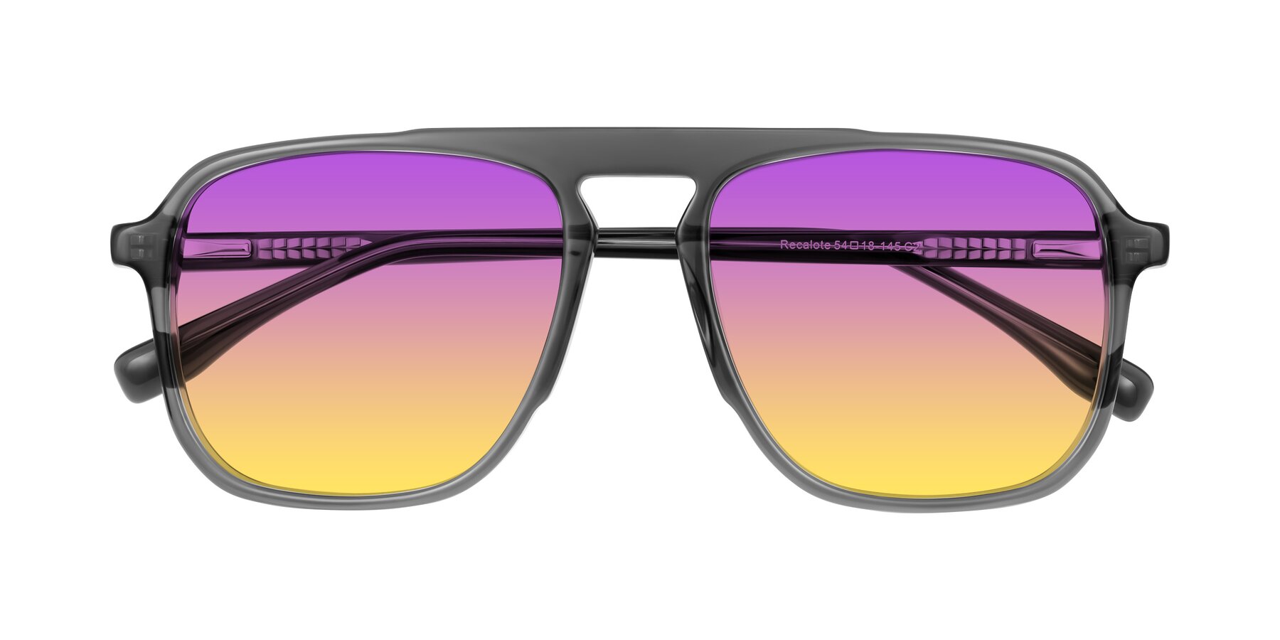 Folded Front of Recalote in Transparent Gray with Purple / Yellow Gradient Lenses