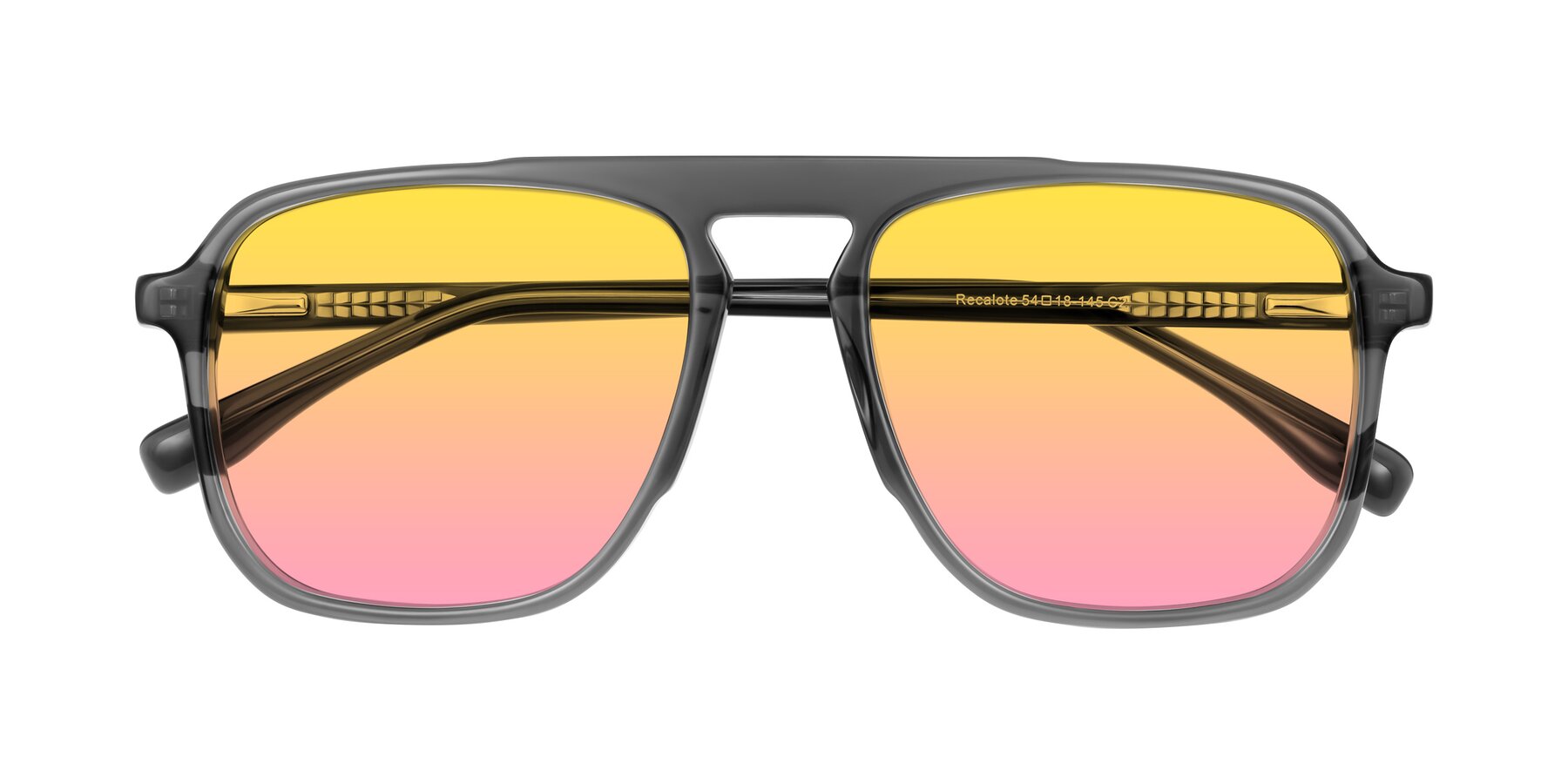 Folded Front of Recalote in Transparent Gray with Yellow / Pink Gradient Lenses