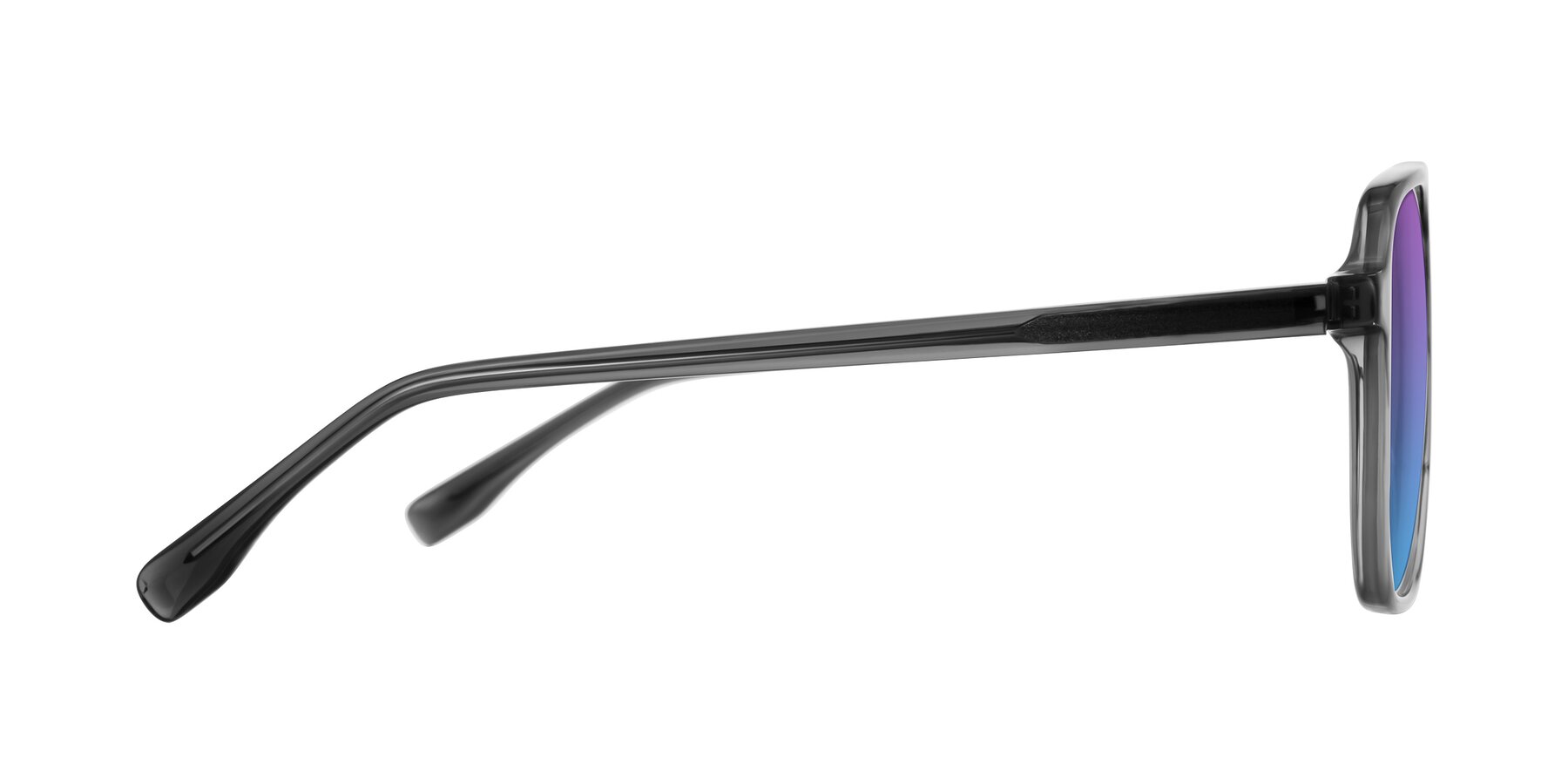 Side of Recalote in Transparent Gray with Purple / Blue Gradient Lenses