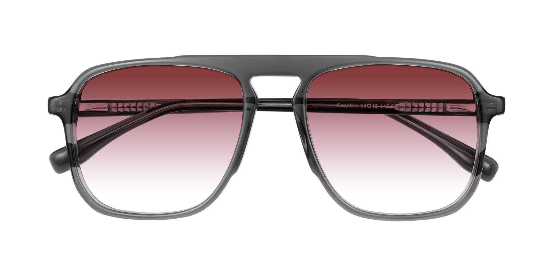 Folded Front of Recalote in Transparent Gray with Garnet Gradient Lenses
