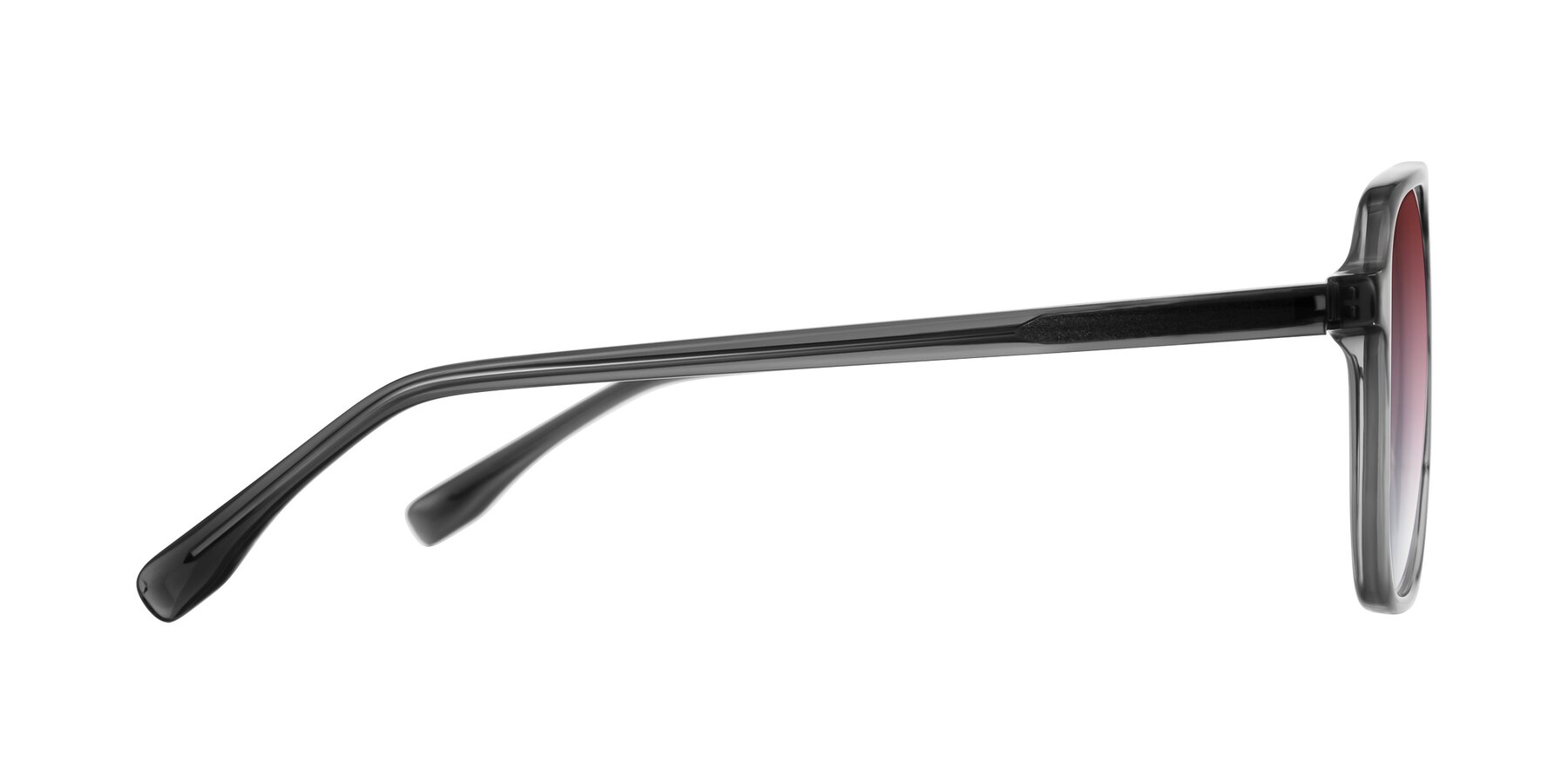 Side of Recalote in Transparent Gray with Garnet Gradient Lenses