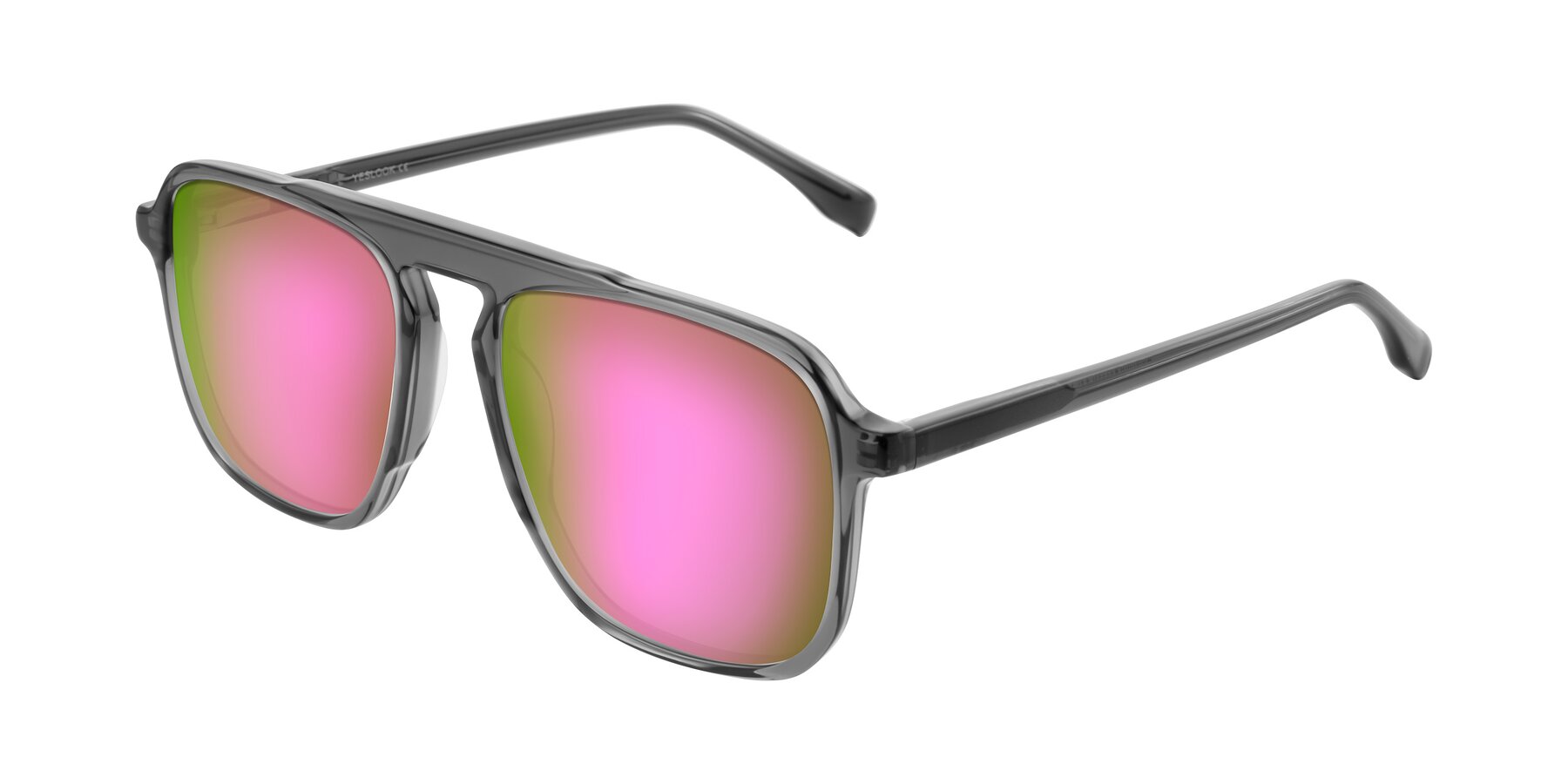 Angle of Recalote in Transparent Gray with Pink Mirrored Lenses