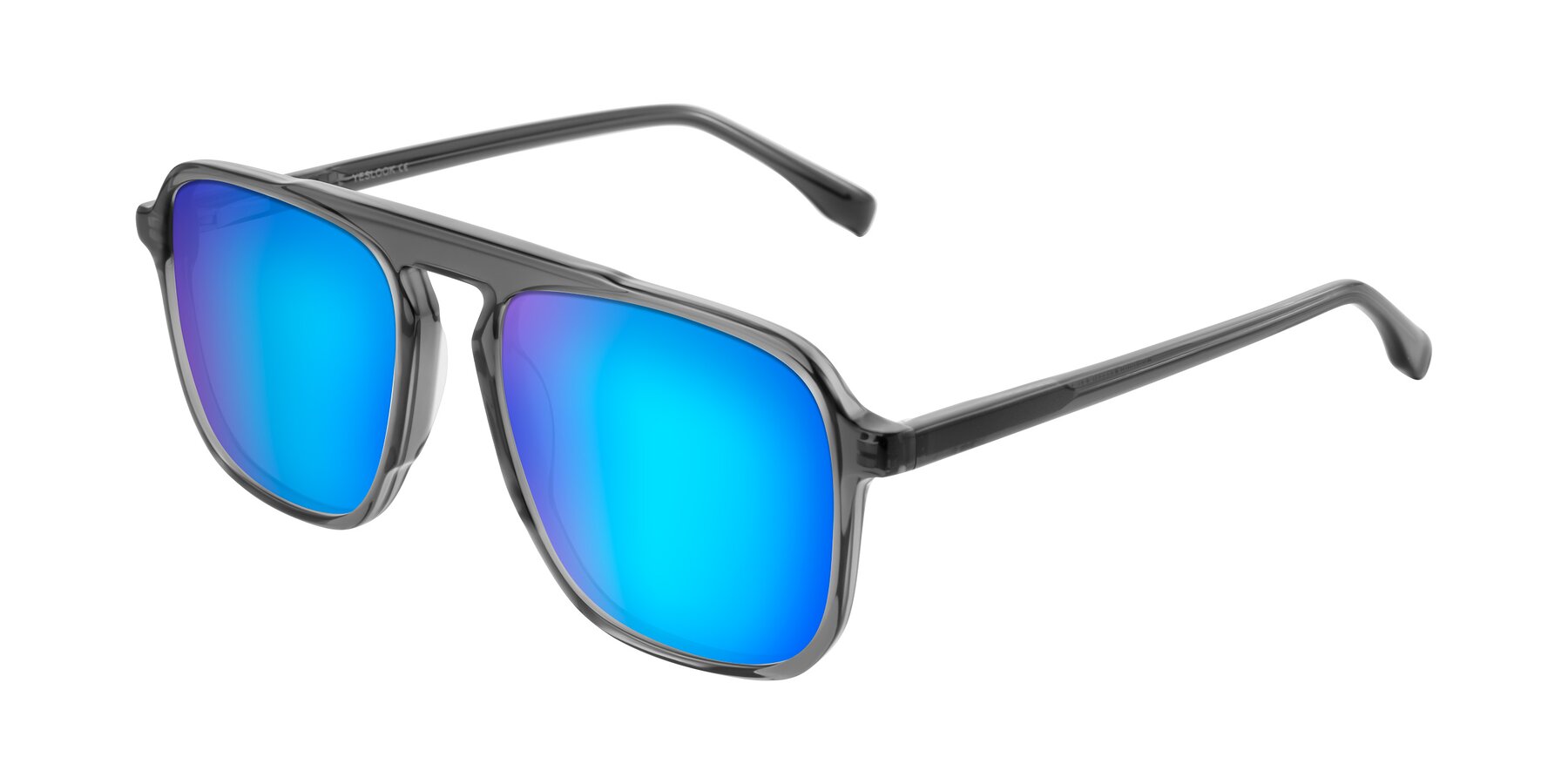 Angle of Recalote in Transparent Gray with Blue Mirrored Lenses