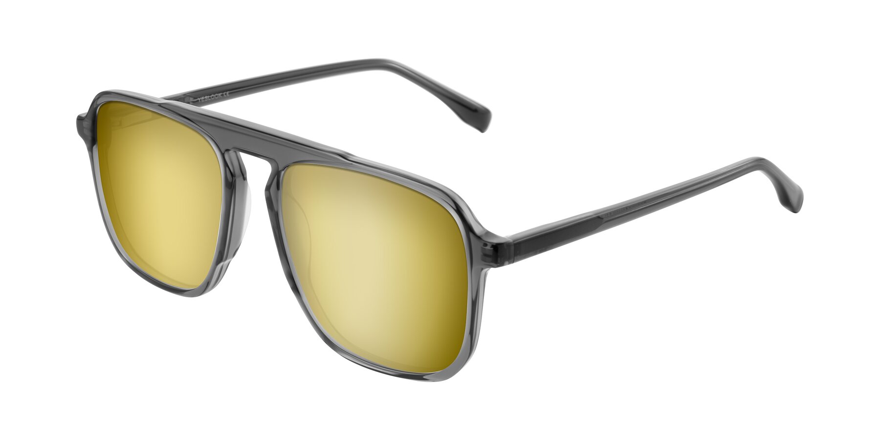 Angle of Recalote in Transparent Gray with Gold Mirrored Lenses