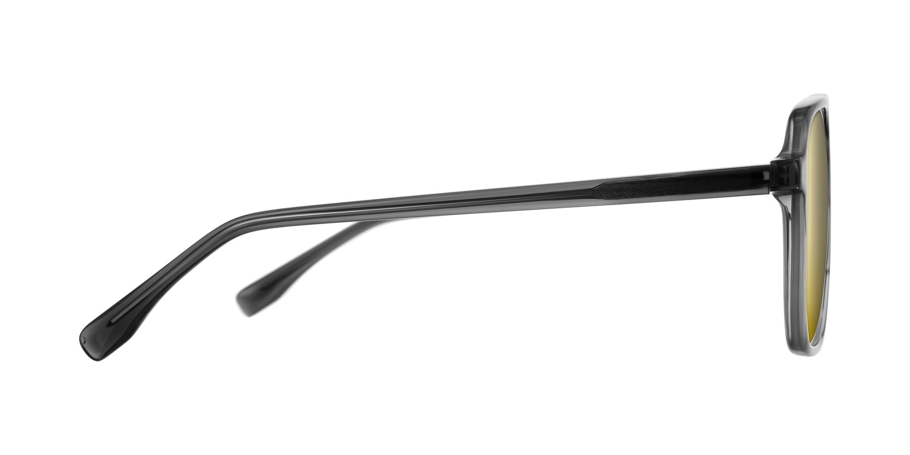 Side of Recalote in Transparent Gray with Gold Mirrored Lenses