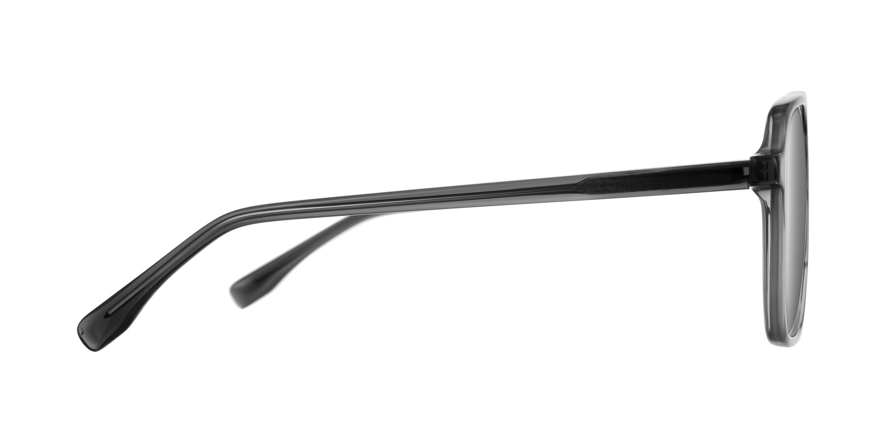 Side of Recalote in Transparent Gray with Silver Mirrored Lenses