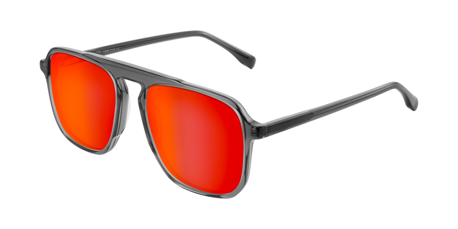 Angle of Recalote in Transparent Gray with Red Gold Mirrored Lenses