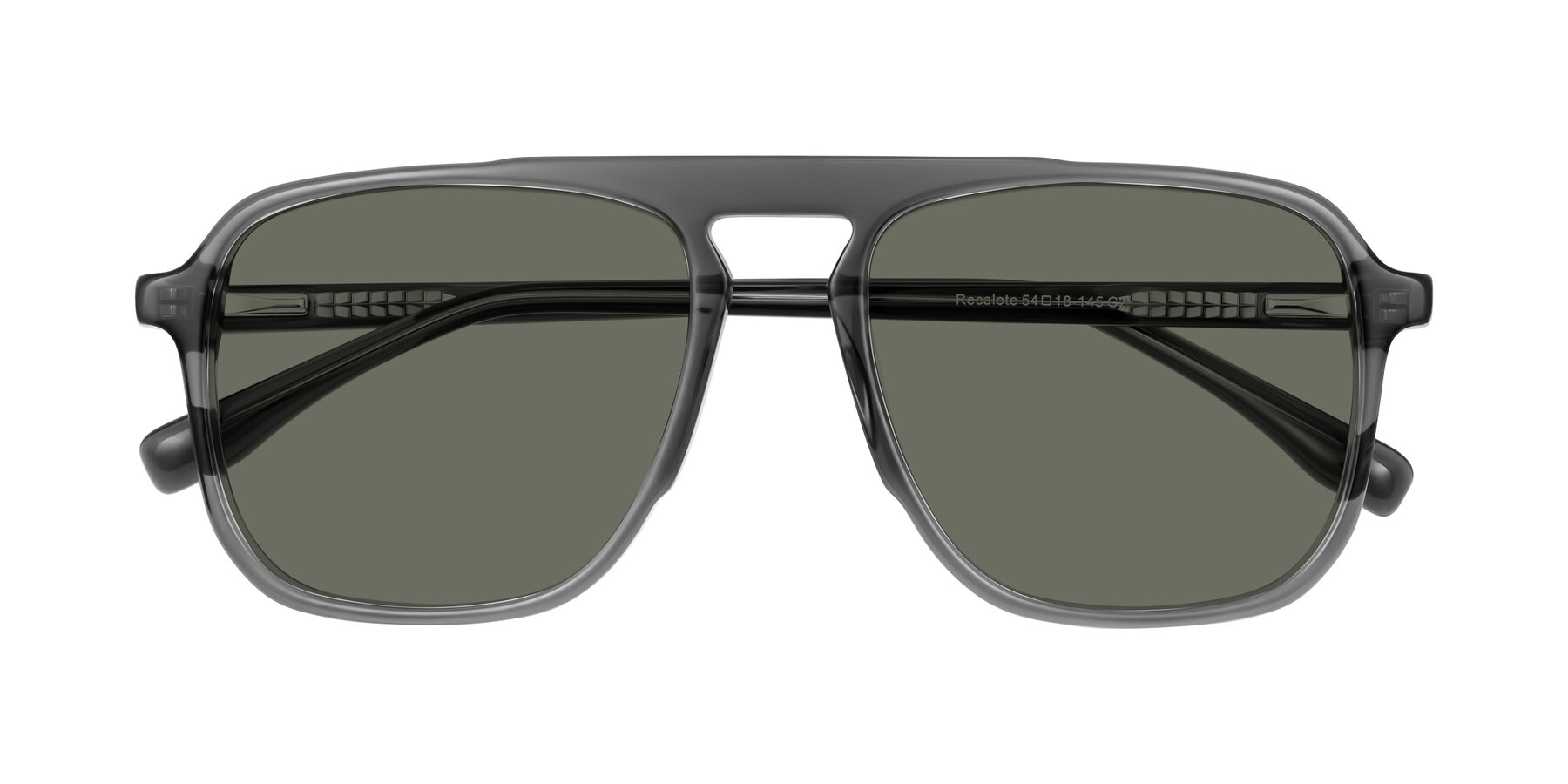 Folded Front of Recalote in Transparent Gray with Gray Polarized Lenses