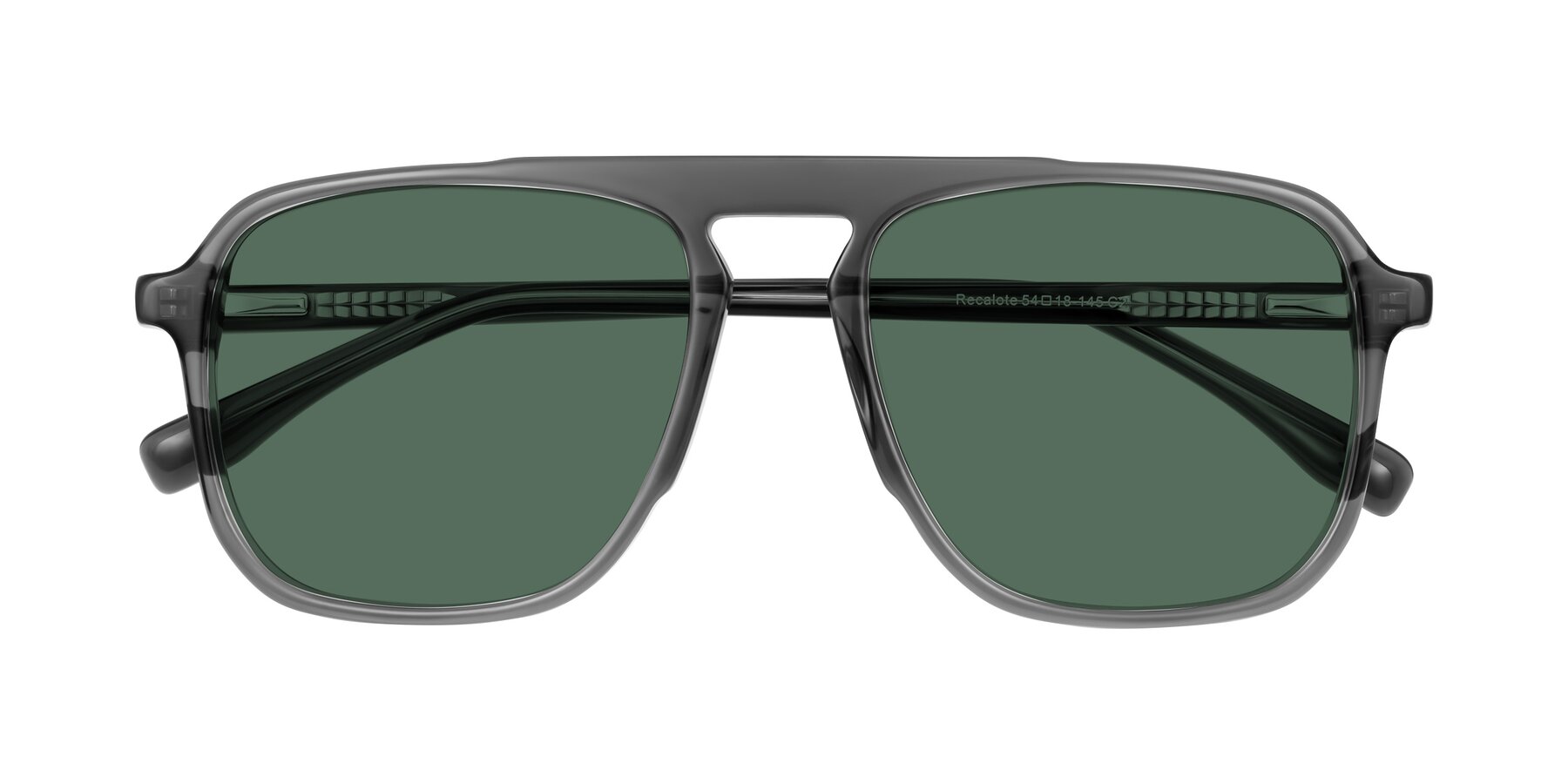 Folded Front of Recalote in Transparent Gray with Green Polarized Lenses