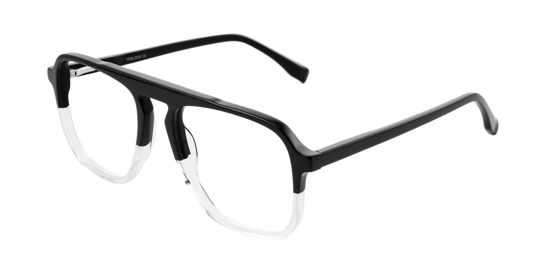 Angle of Recalote in Black/Clear with Clear Reading Eyeglass Lenses