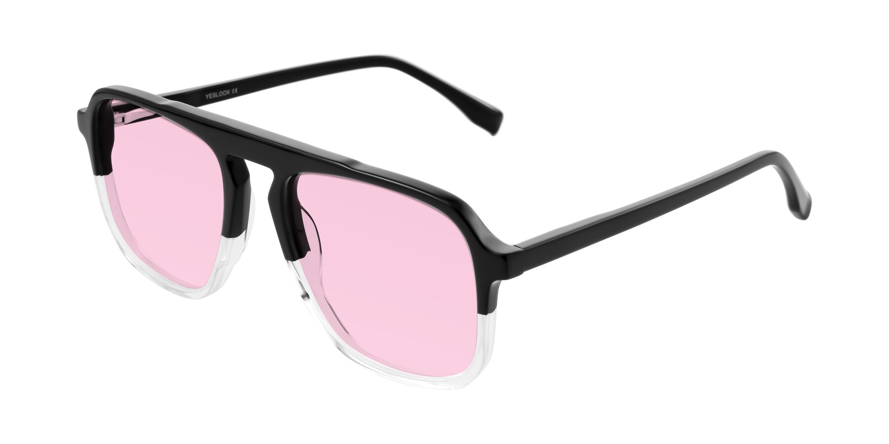 Angle of Recalote in Black/Clear with Light Pink Tinted Lenses