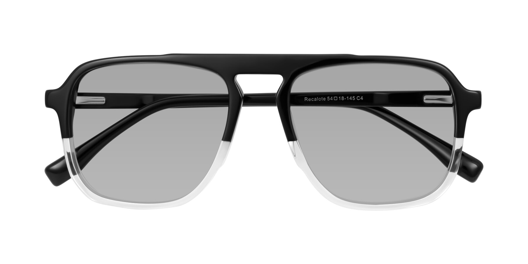 Folded Front of Recalote in Black/Clear with Light Gray Tinted Lenses