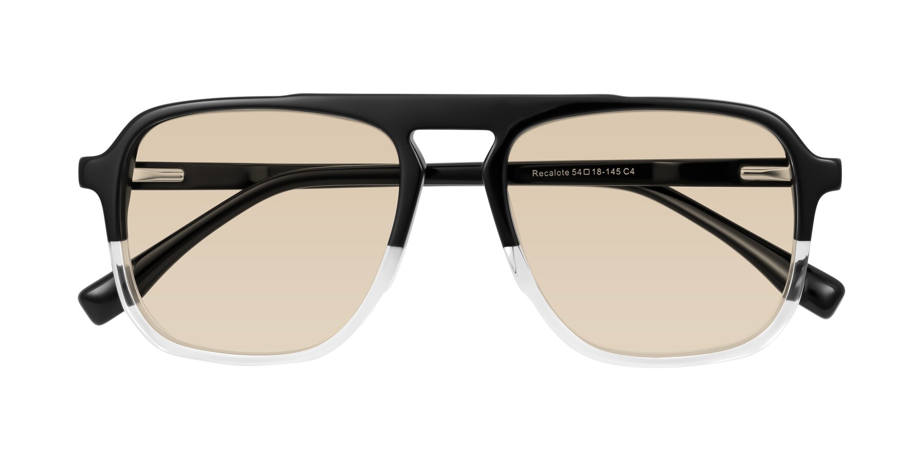 Folded Front of Recalote in Black/Clear with Light Brown Tinted Lenses
