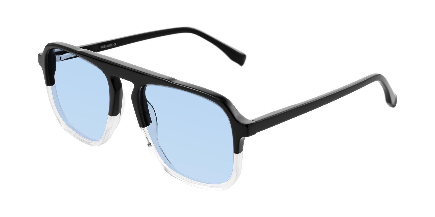 Angle of Recalote in Black/Clear with Light Blue Tinted Lenses