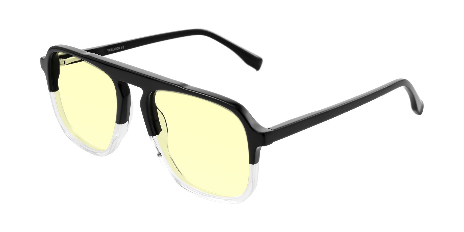 Angle of Recalote in Black/Clear with Light Yellow Tinted Lenses