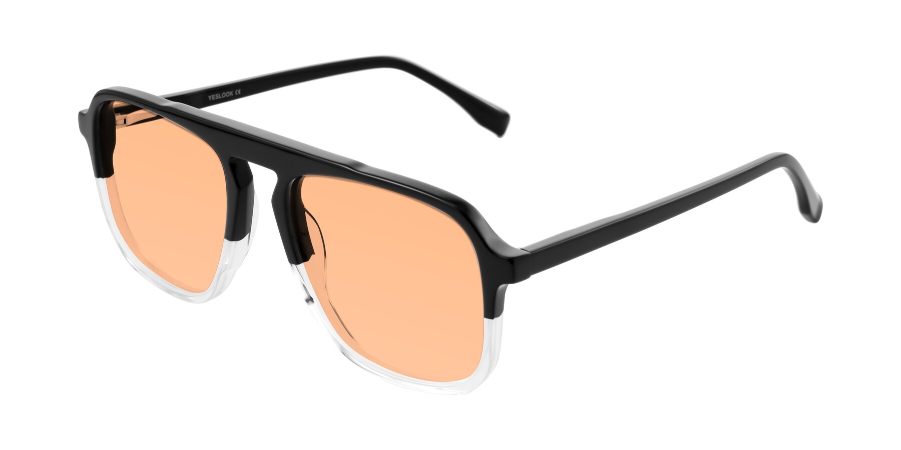 Angle of Recalote in Black/Clear with Light Orange Tinted Lenses