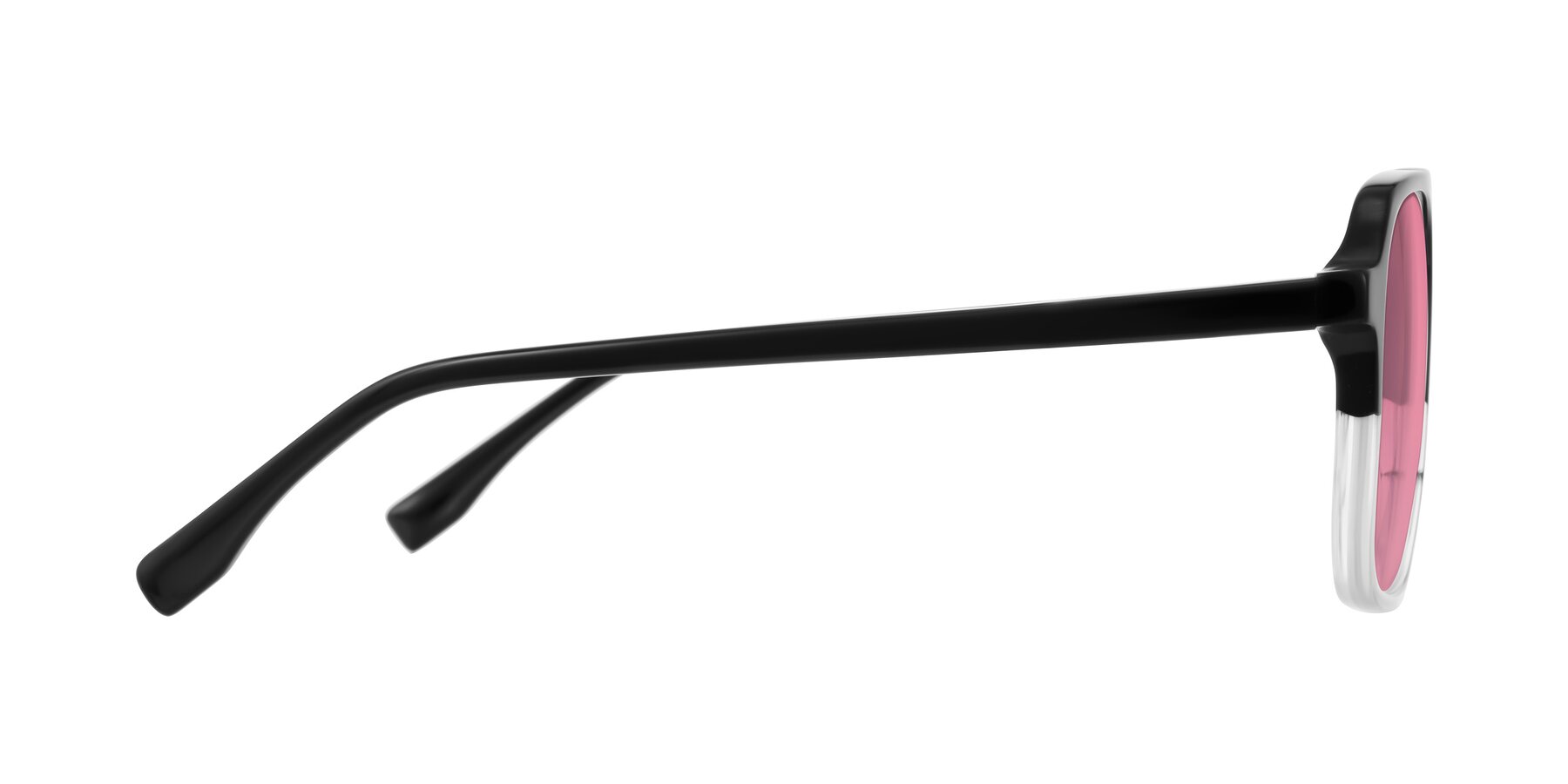 Side of Recalote in Black/Clear with Pink Tinted Lenses