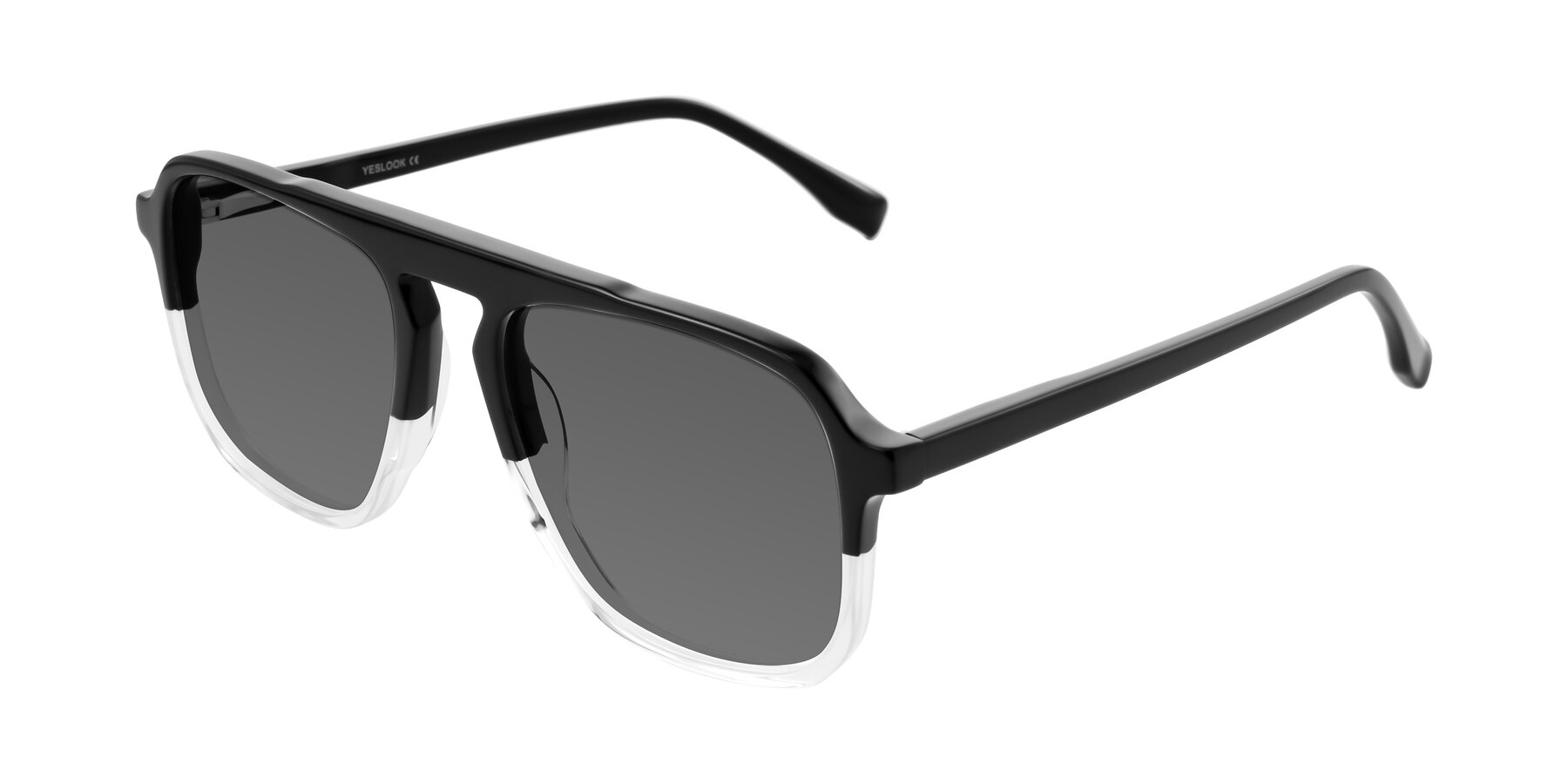 Angle of Recalote in Black/Clear with Medium Gray Tinted Lenses