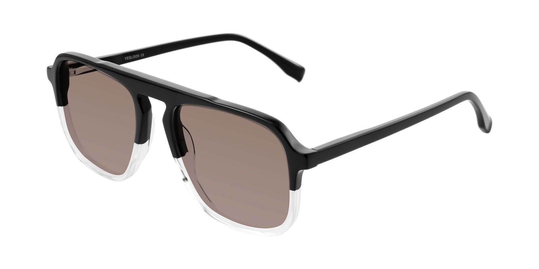 Angle of Recalote in Black/Clear with Medium Brown Tinted Lenses