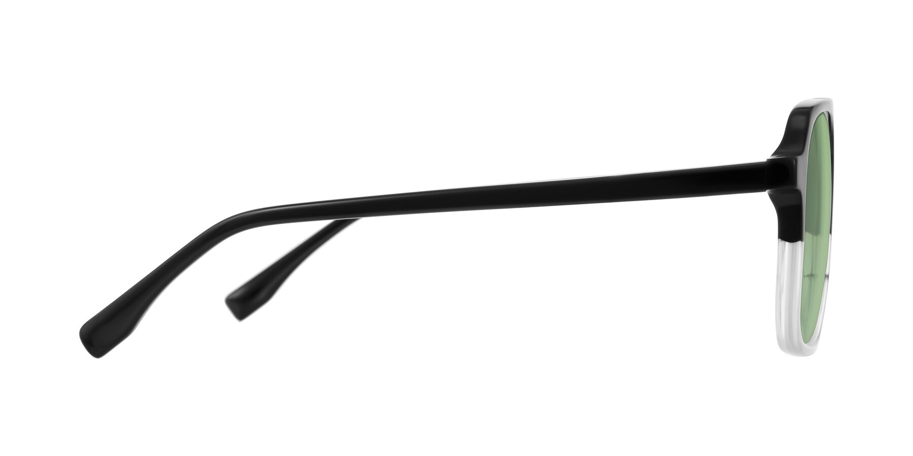 Side of Recalote in Black/Clear with Medium Green Tinted Lenses