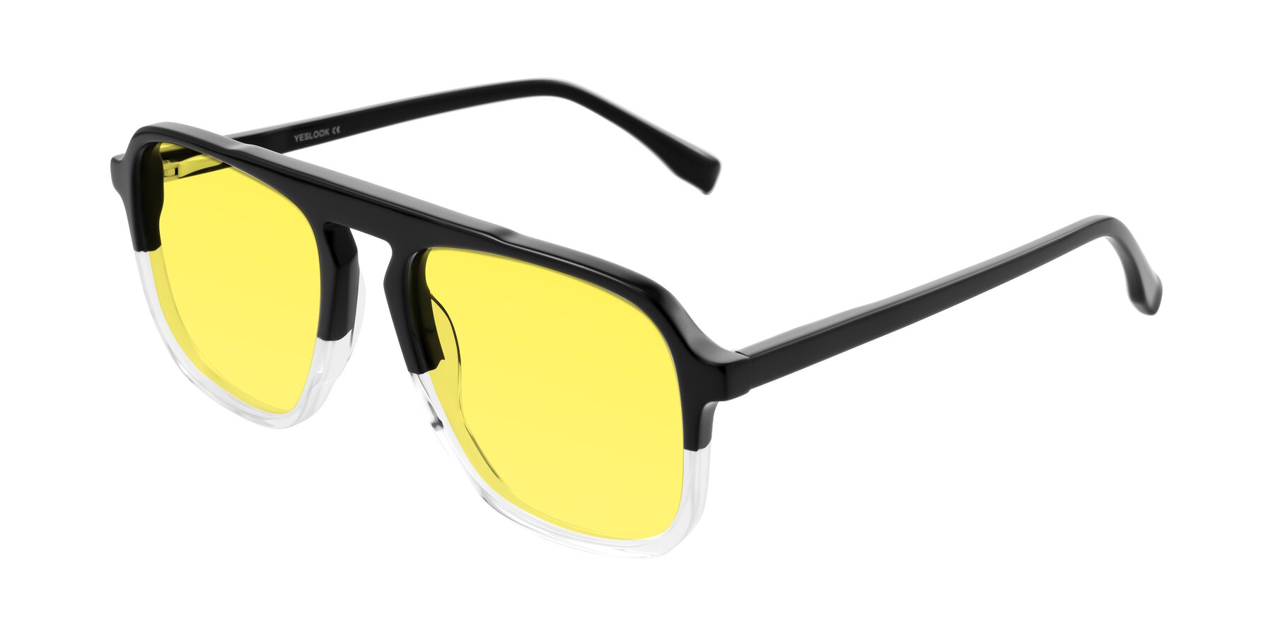 Angle of Recalote in Black/Clear with Medium Yellow Tinted Lenses