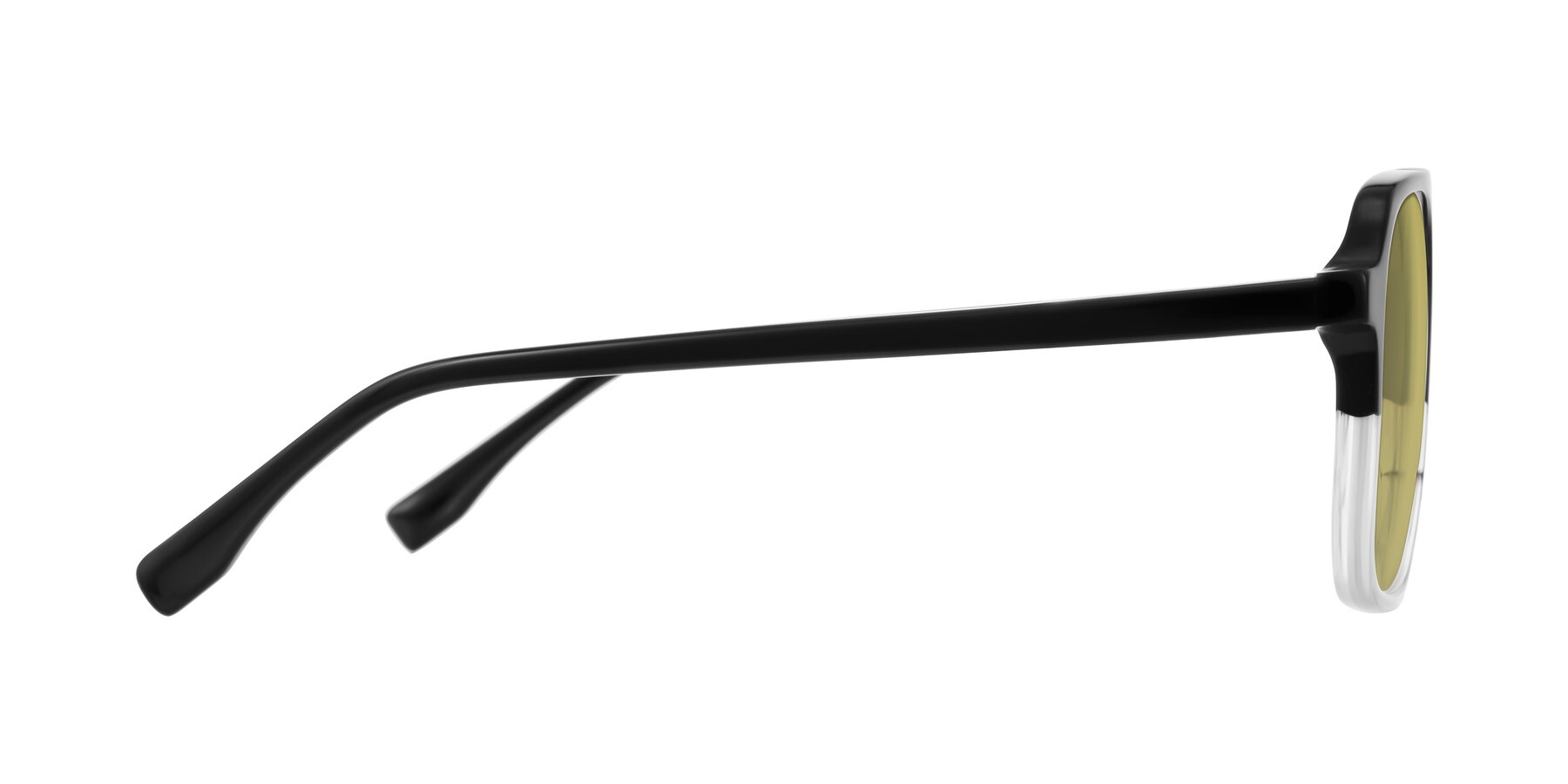 Side of Recalote in Black/Clear with Medium Champagne Tinted Lenses