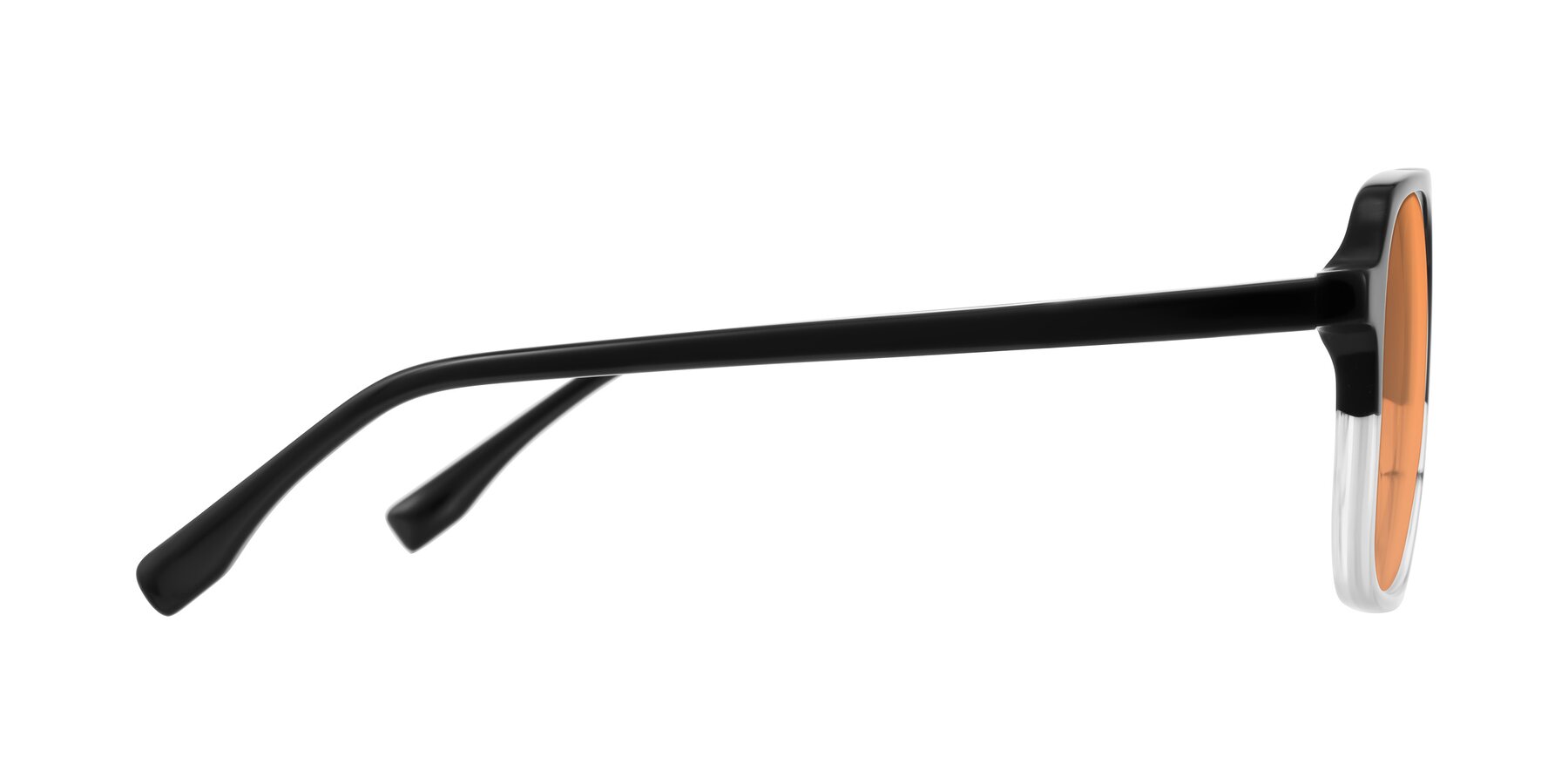 Side of Recalote in Black/Clear with Medium Orange Tinted Lenses
