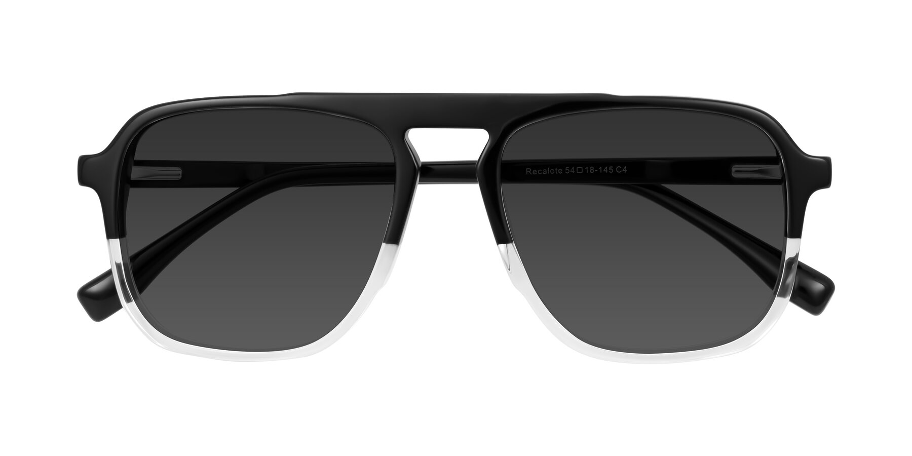 Folded Front of Recalote in Black/Clear with Gray Tinted Lenses