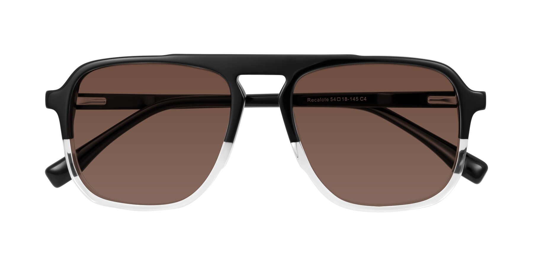 Folded Front of Recalote in Black/Clear with Brown Tinted Lenses