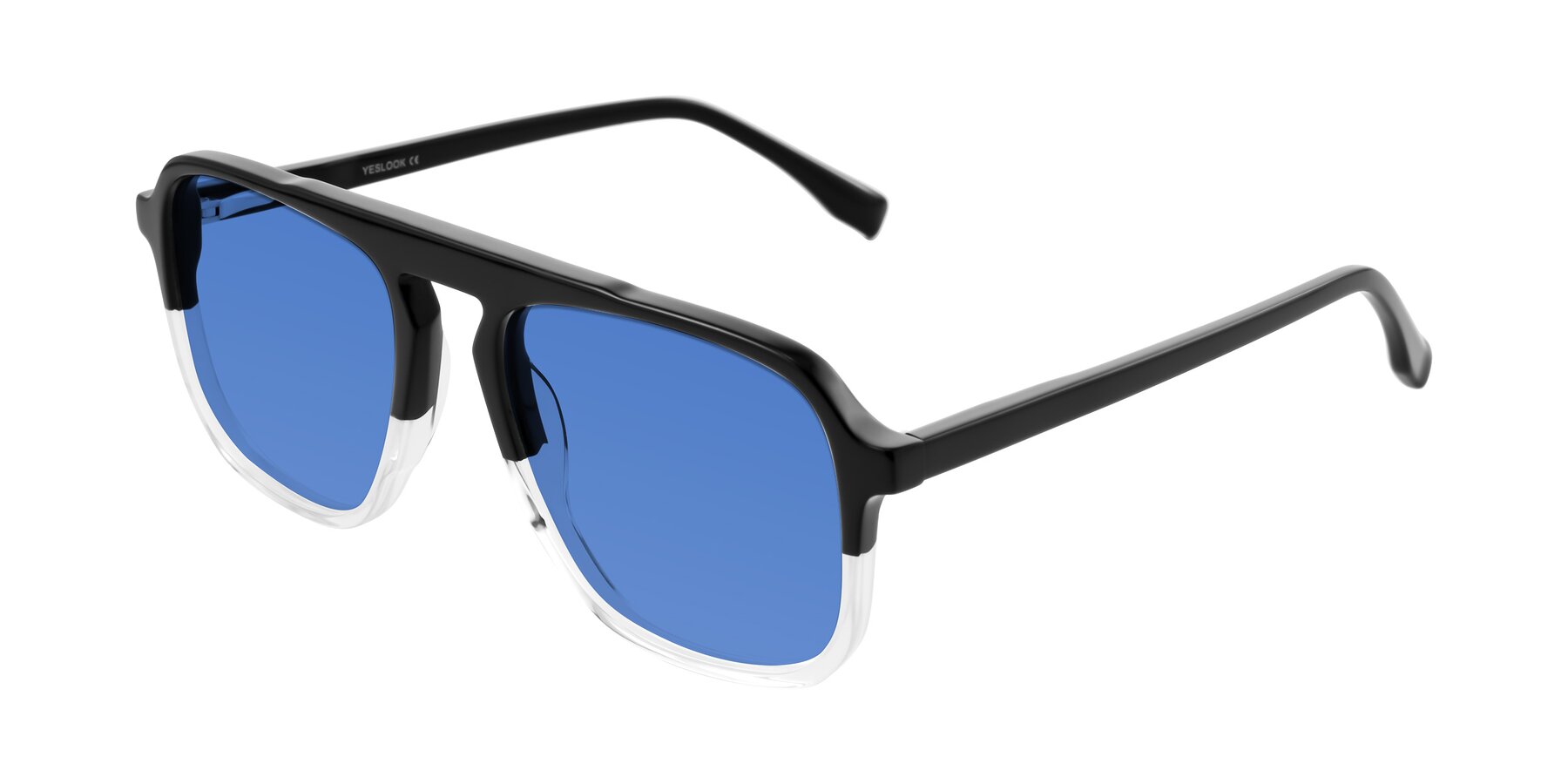 Angle of Recalote in Black/Clear with Blue Tinted Lenses