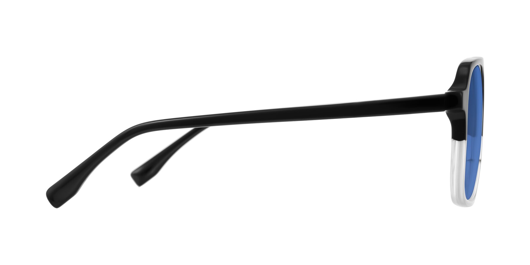 Side of Recalote in Black/Clear with Blue Tinted Lenses
