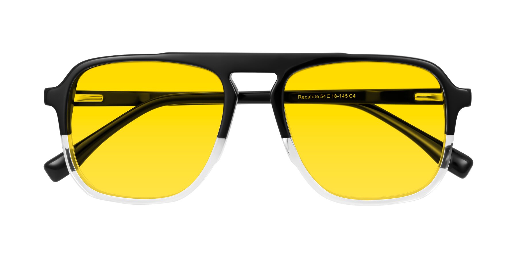 Folded Front of Recalote in Black/Clear with Yellow Tinted Lenses