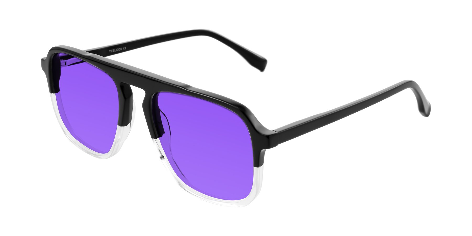 Angle of Recalote in Black/Clear with Purple Tinted Lenses