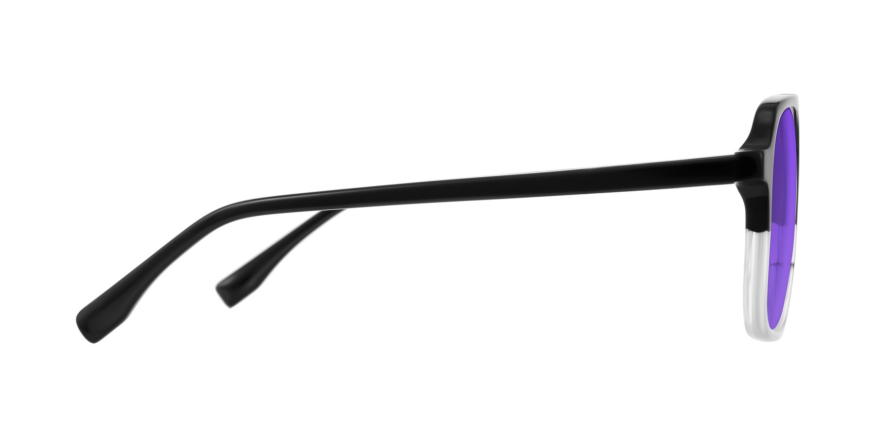 Side of Recalote in Black/Clear with Purple Tinted Lenses