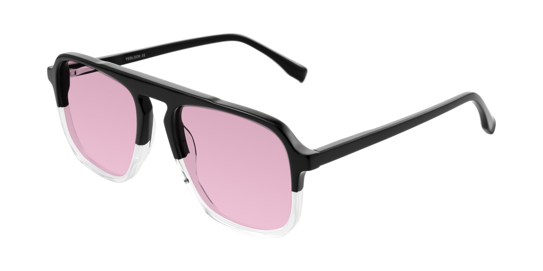 Angle of Recalote in Black/Clear with Light Wine Tinted Lenses