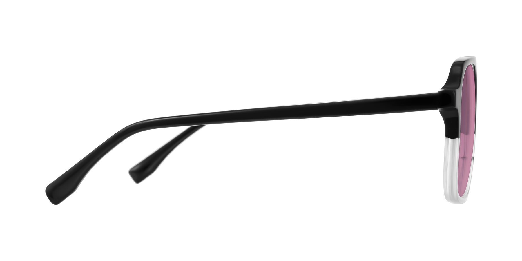 Side of Recalote in Black/Clear with Medium Wine Tinted Lenses