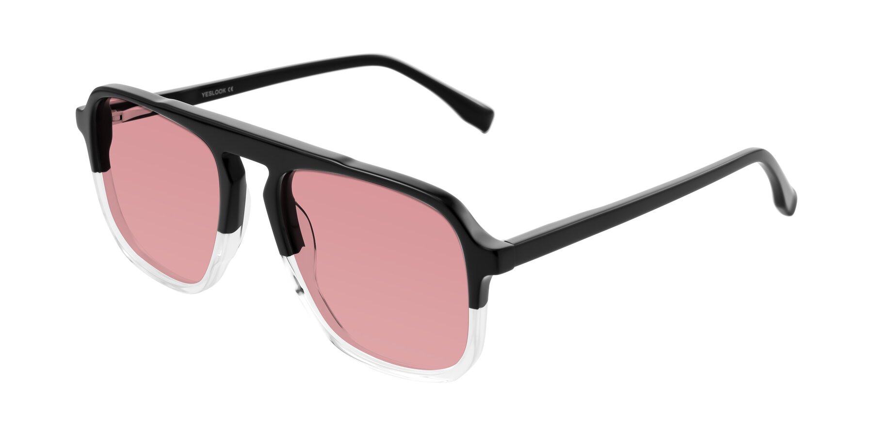 Angle of Recalote in Black/Clear with Medium Garnet Tinted Lenses