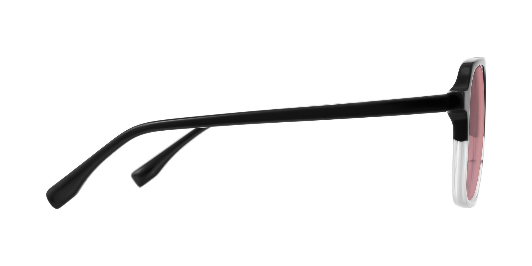 Side of Recalote in Black/Clear with Medium Garnet Tinted Lenses