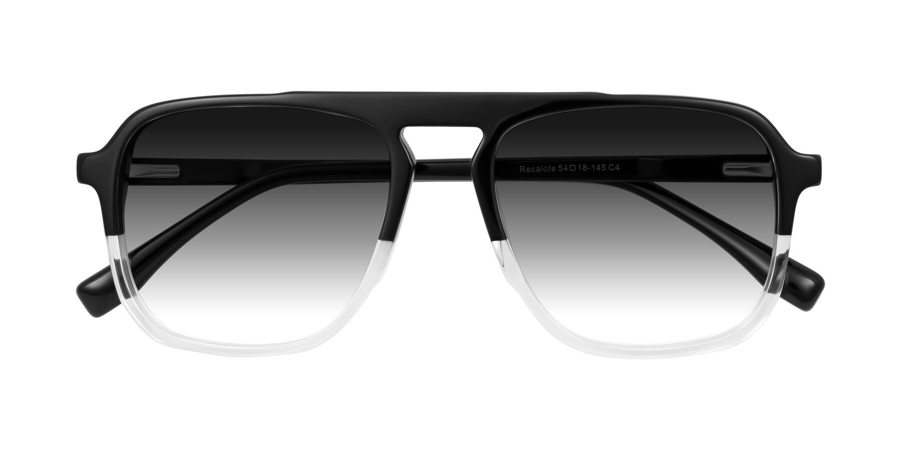 Folded Front of Recalote in Black/Clear with Gray Gradient Lenses